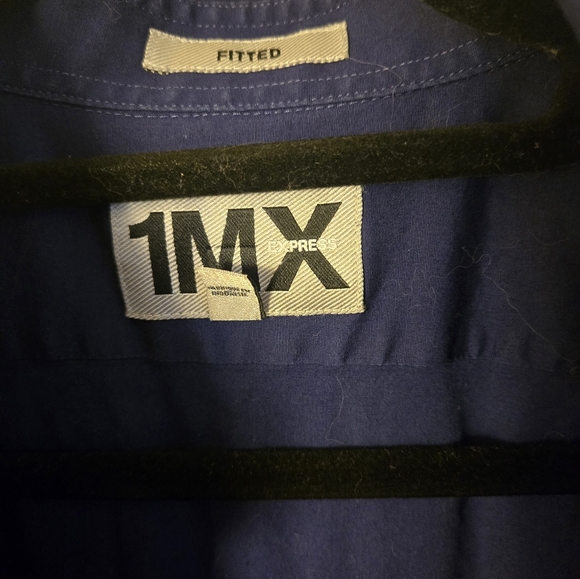 Express Blue Casual Button Down‎ Shirt Fitted Large - Picture 4 of 9